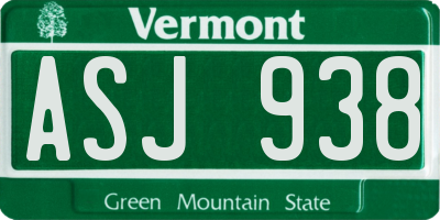 VT license plate ASJ938