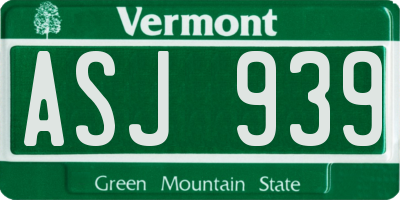 VT license plate ASJ939