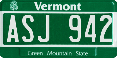 VT license plate ASJ942