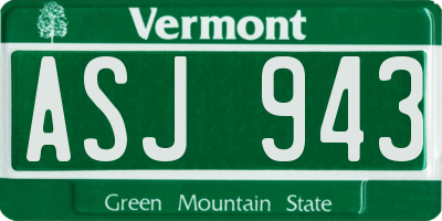 VT license plate ASJ943