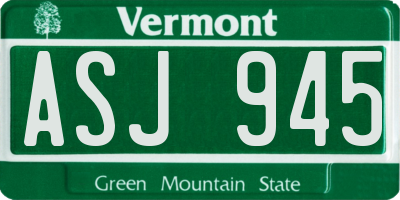 VT license plate ASJ945