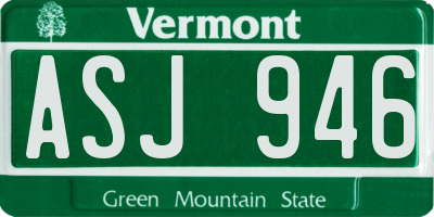 VT license plate ASJ946