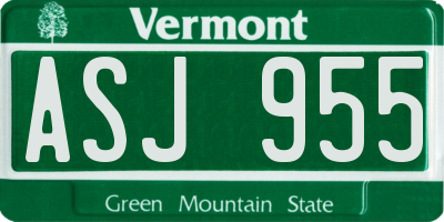 VT license plate ASJ955