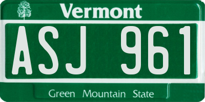 VT license plate ASJ961