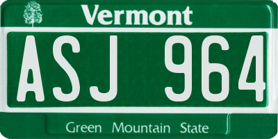 VT license plate ASJ964