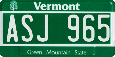 VT license plate ASJ965