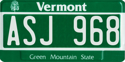 VT license plate ASJ968