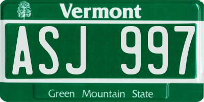 VT license plate ASJ997