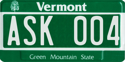 VT license plate ASK004