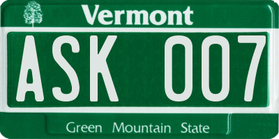 VT license plate ASK007