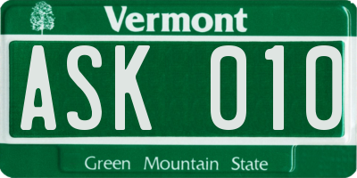VT license plate ASK010