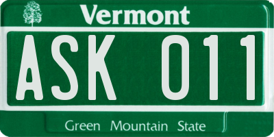 VT license plate ASK011