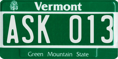 VT license plate ASK013