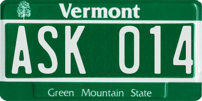 VT license plate ASK014