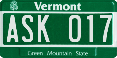 VT license plate ASK017