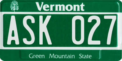 VT license plate ASK027