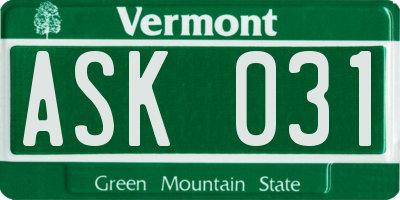 VT license plate ASK031