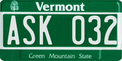 VT license plate ASK032