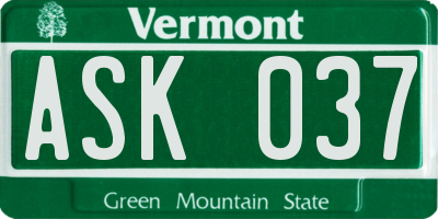 VT license plate ASK037