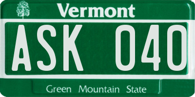 VT license plate ASK040