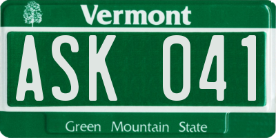 VT license plate ASK041