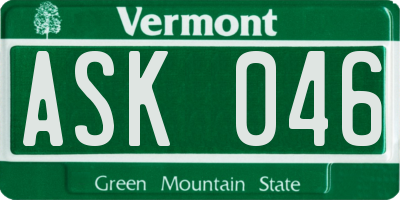 VT license plate ASK046