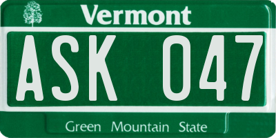 VT license plate ASK047