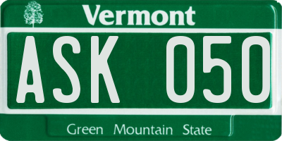 VT license plate ASK050