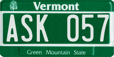VT license plate ASK057