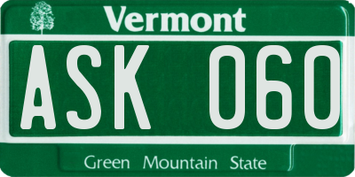 VT license plate ASK060
