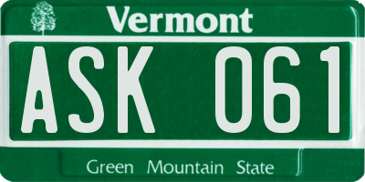 VT license plate ASK061