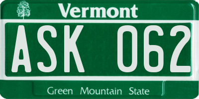 VT license plate ASK062