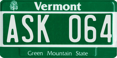 VT license plate ASK064