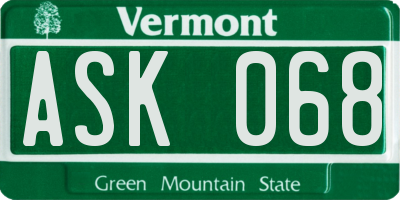 VT license plate ASK068