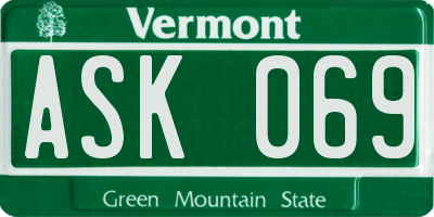 VT license plate ASK069