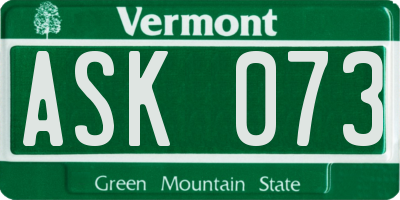 VT license plate ASK073