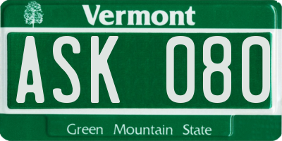 VT license plate ASK080