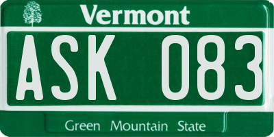 VT license plate ASK083