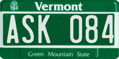 VT license plate ASK084