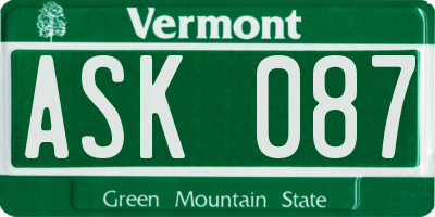 VT license plate ASK087