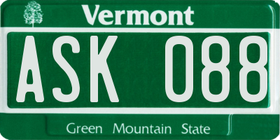VT license plate ASK088