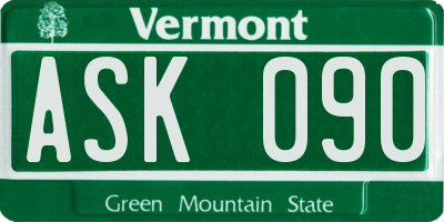 VT license plate ASK090