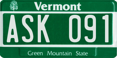 VT license plate ASK091