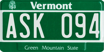 VT license plate ASK094