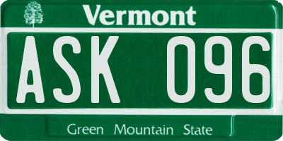 VT license plate ASK096