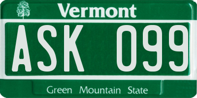 VT license plate ASK099