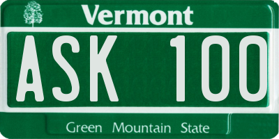 VT license plate ASK100