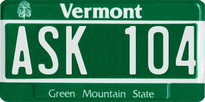 VT license plate ASK104