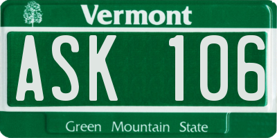 VT license plate ASK106