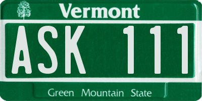 VT license plate ASK111